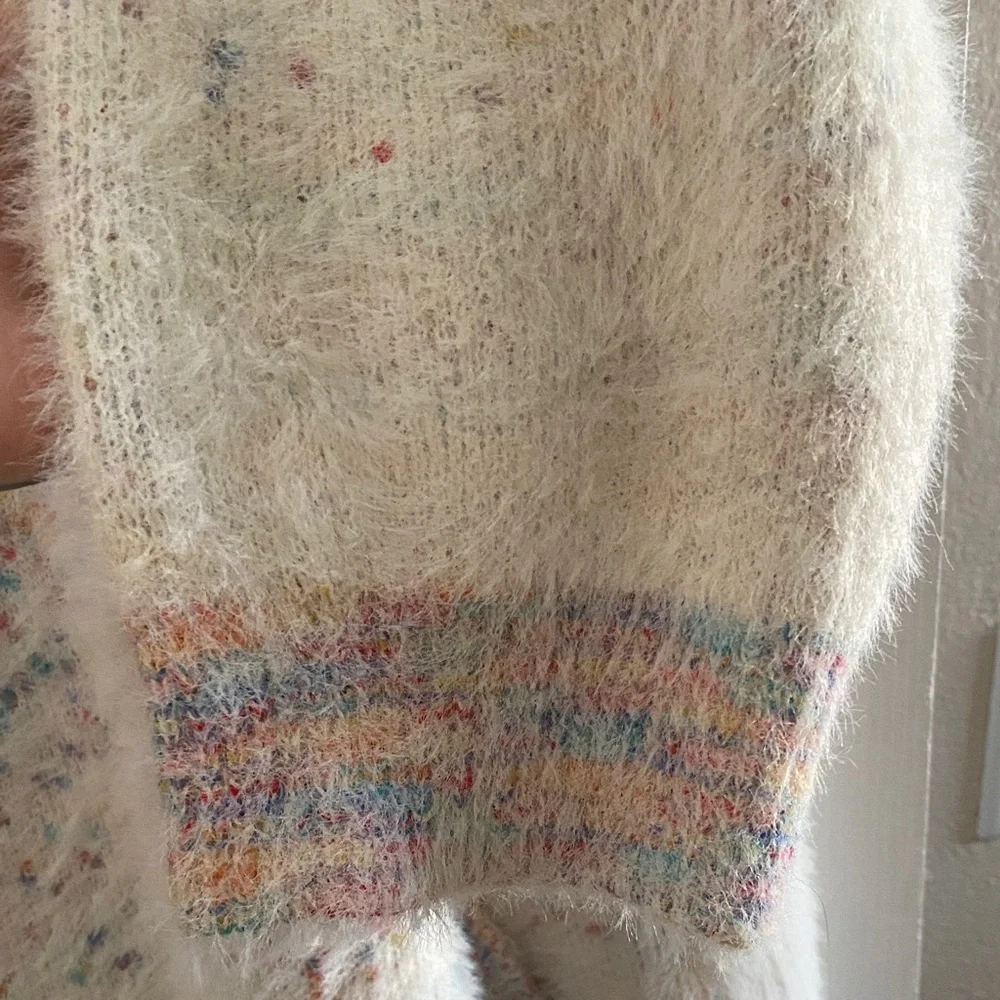 Modcloth Cream Multicolor Open-Front Cardigan - Picture 4 of 7